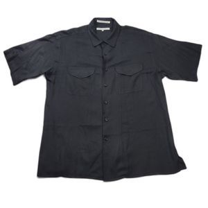 NWOT Perry Ellis Men's SS Button Down Silk Shirt Black L